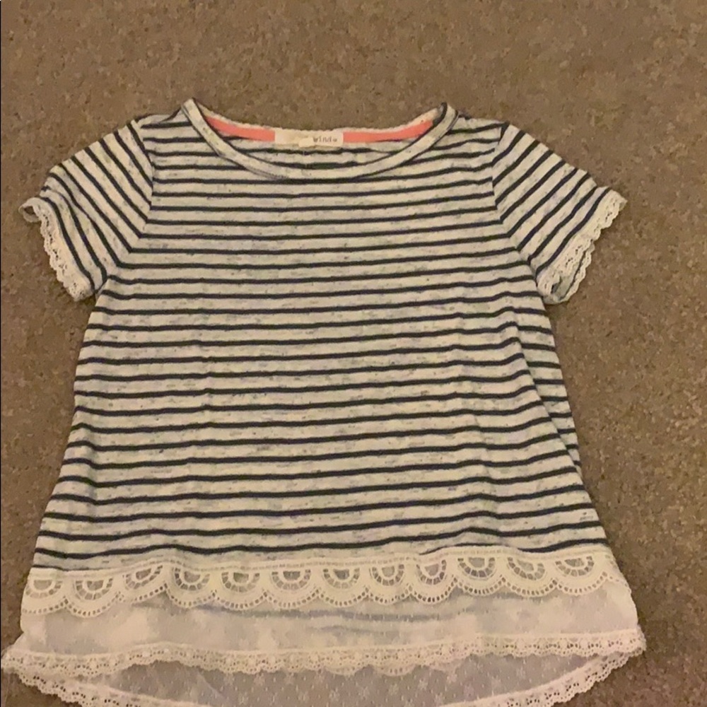 Grey striped top with lace